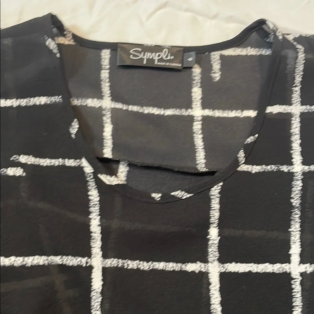SYMPLI Stylish Black and White Checkered Tunic - Picture 2 of 7